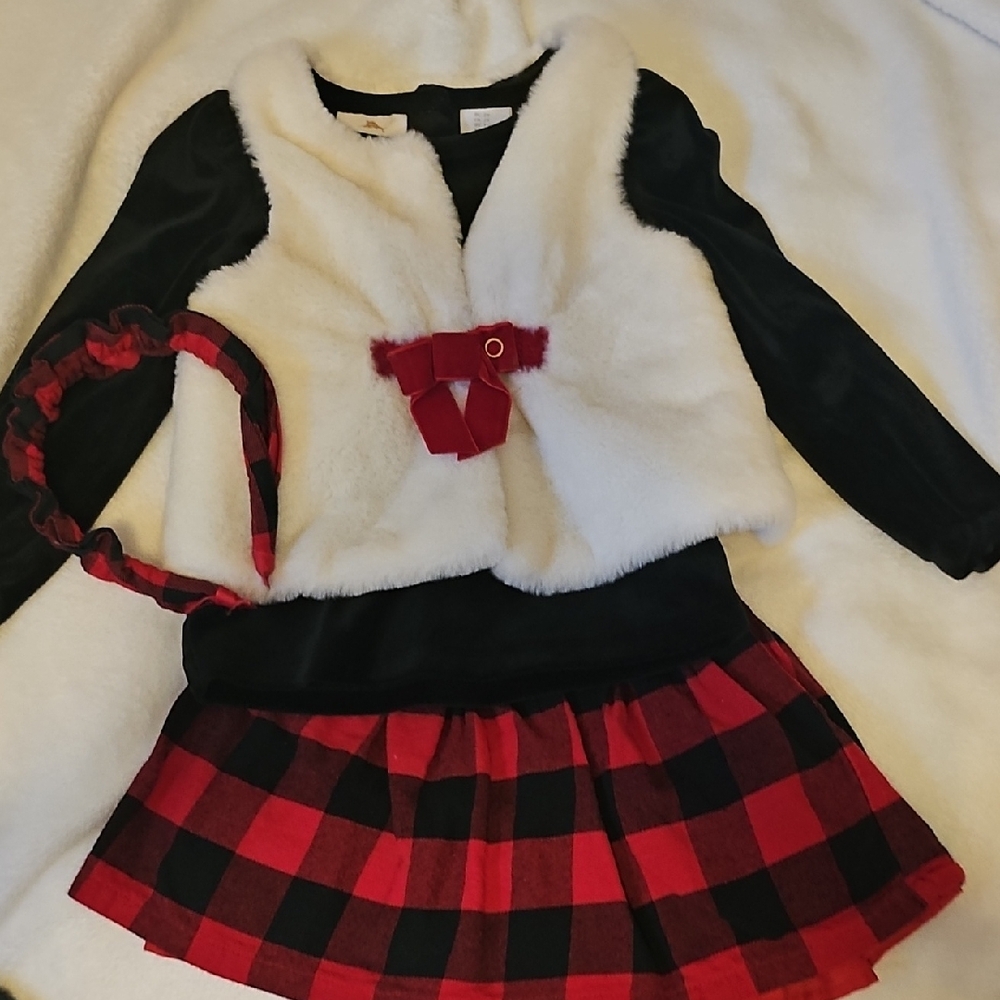 Kids Red and Black Plaid Costume Set